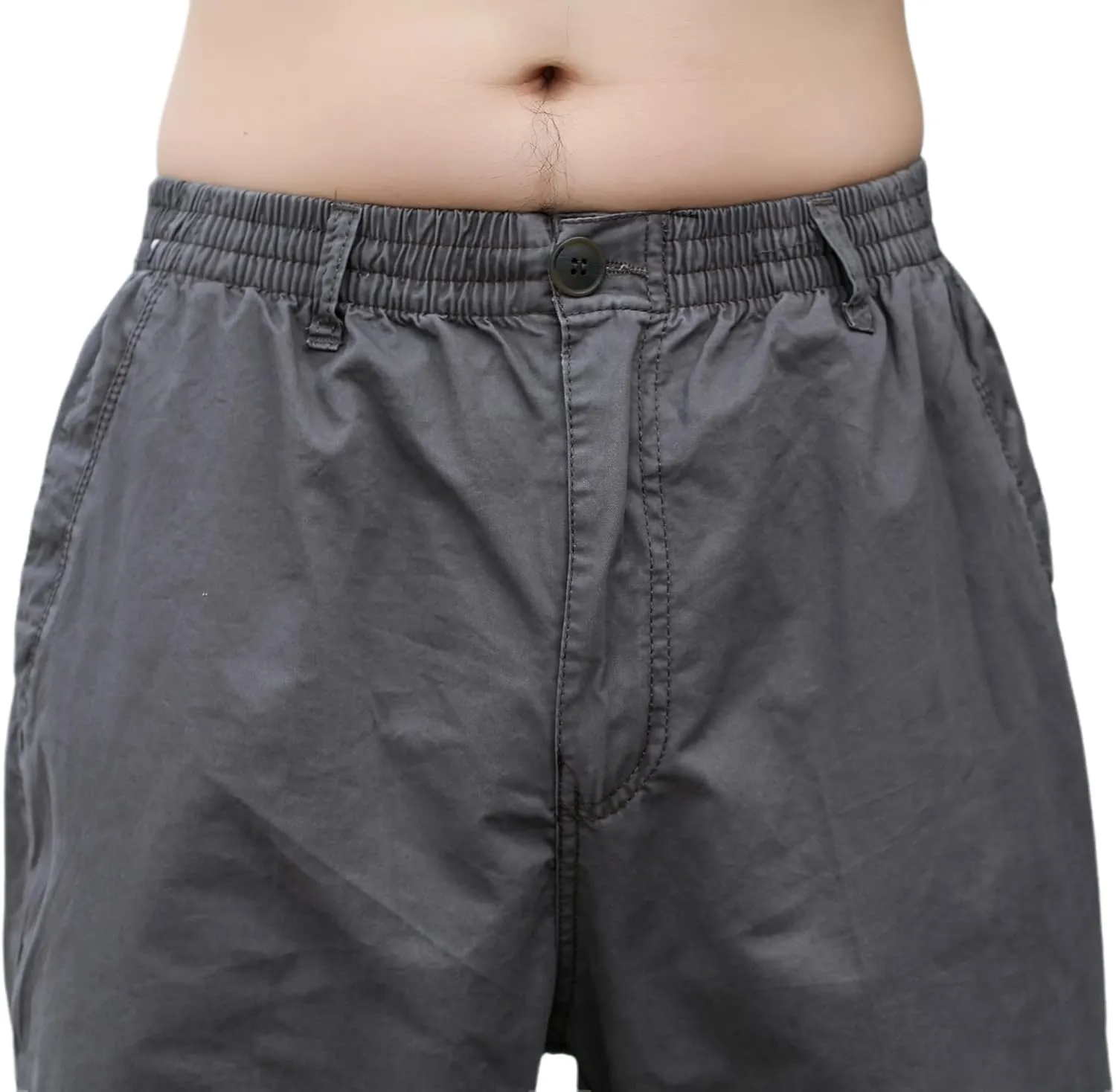 Mens Lightweight Full Elastic Waist Twill Drawstring Casual Pants
