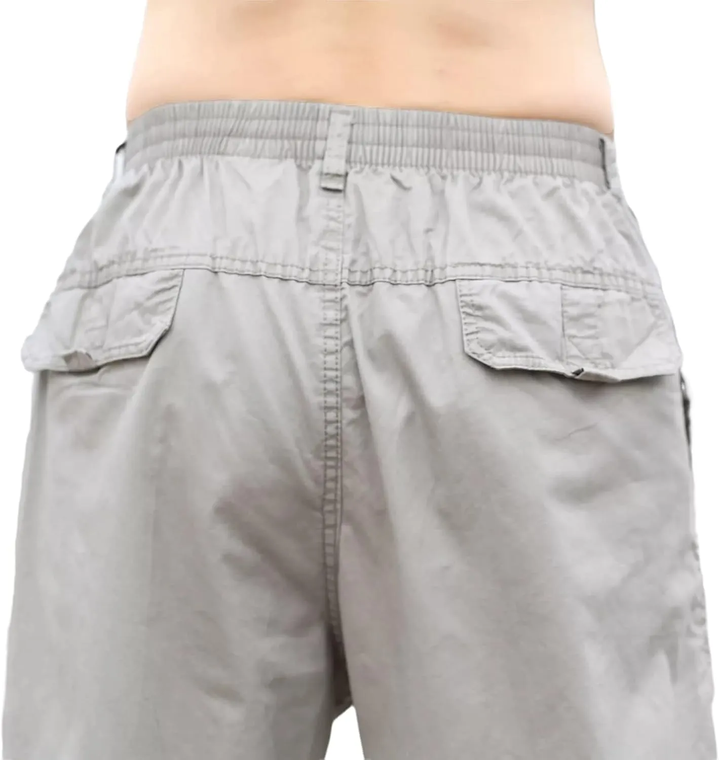 Mens Lightweight Full Elastic Waist Twill Drawstring Casual Pants