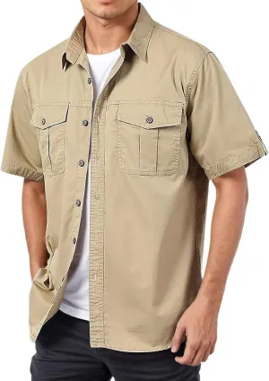 Mens Linen Shirt Button Down Short Sleeve Solid Shirts Wrinkle Free Casual Vacation Beach Summer Tops 2025 Men Trendy Clothes
