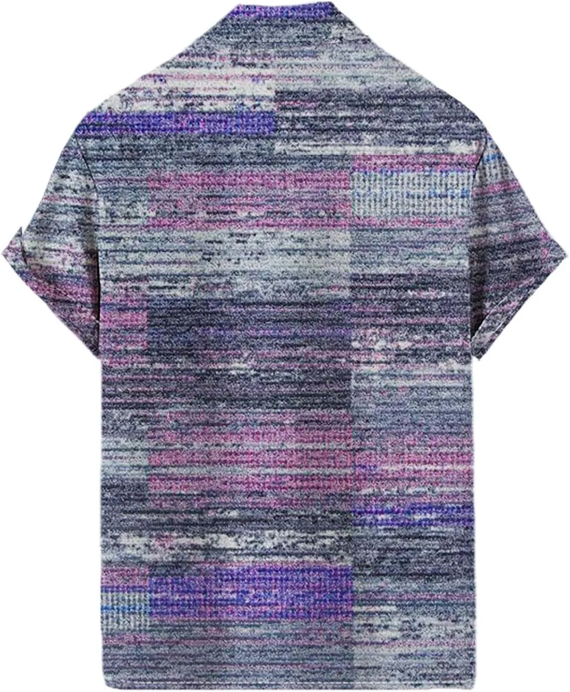 Mens Linen Shirt Hawaiian Short Sleeve Casual Cotton Button Down Shirts Color Block Hippie Lapel Collared Summer Beach Shirts