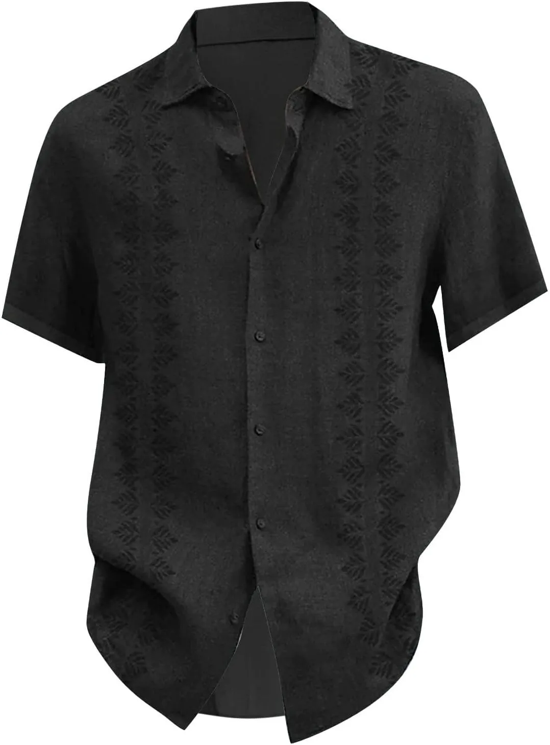 Men's Linen Shirts Short Sleeve Hawaiian Summer Button down T Shirts Vacation Beach Tops Casual Plus Size Tops