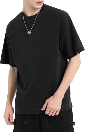 Men's Oversized T Shirts Cotton Unisex Loose Fit Tee Vintage Acid Washed Summer Casual Baggy Basic Tops