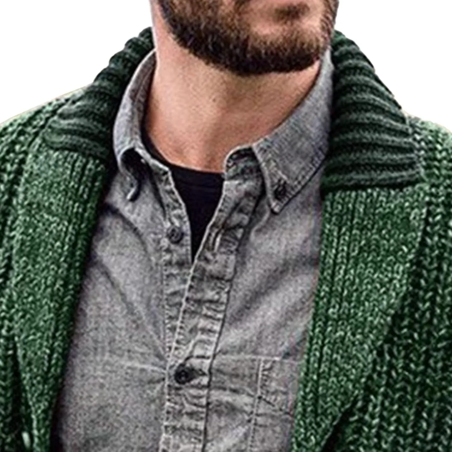 Men's Shawl Collar Cardigan Knit Shawl Collar Pockets Cardigans Slim Fit Cable Knit Button Down Cardigan Sweater