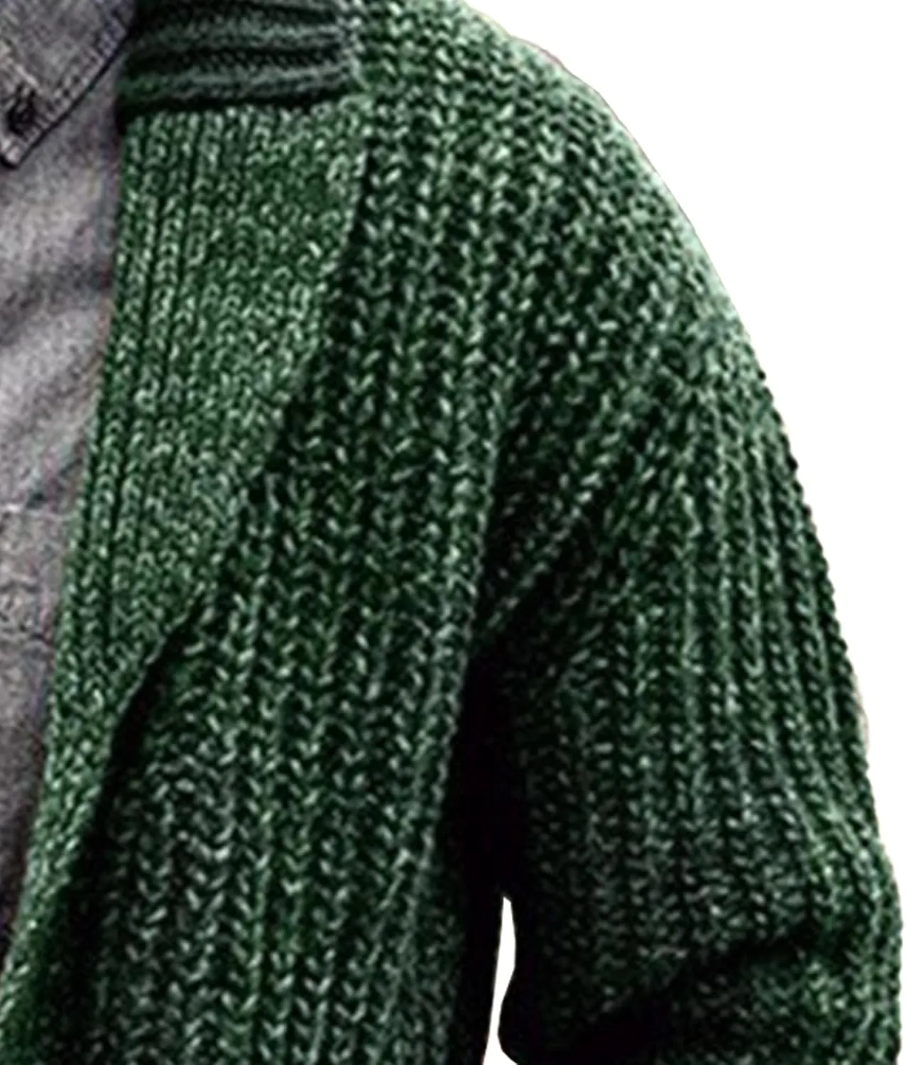 Men's Shawl Collar Cardigan Knit Shawl Collar Pockets Cardigans Slim Fit Cable Knit Button Down Cardigan Sweater
