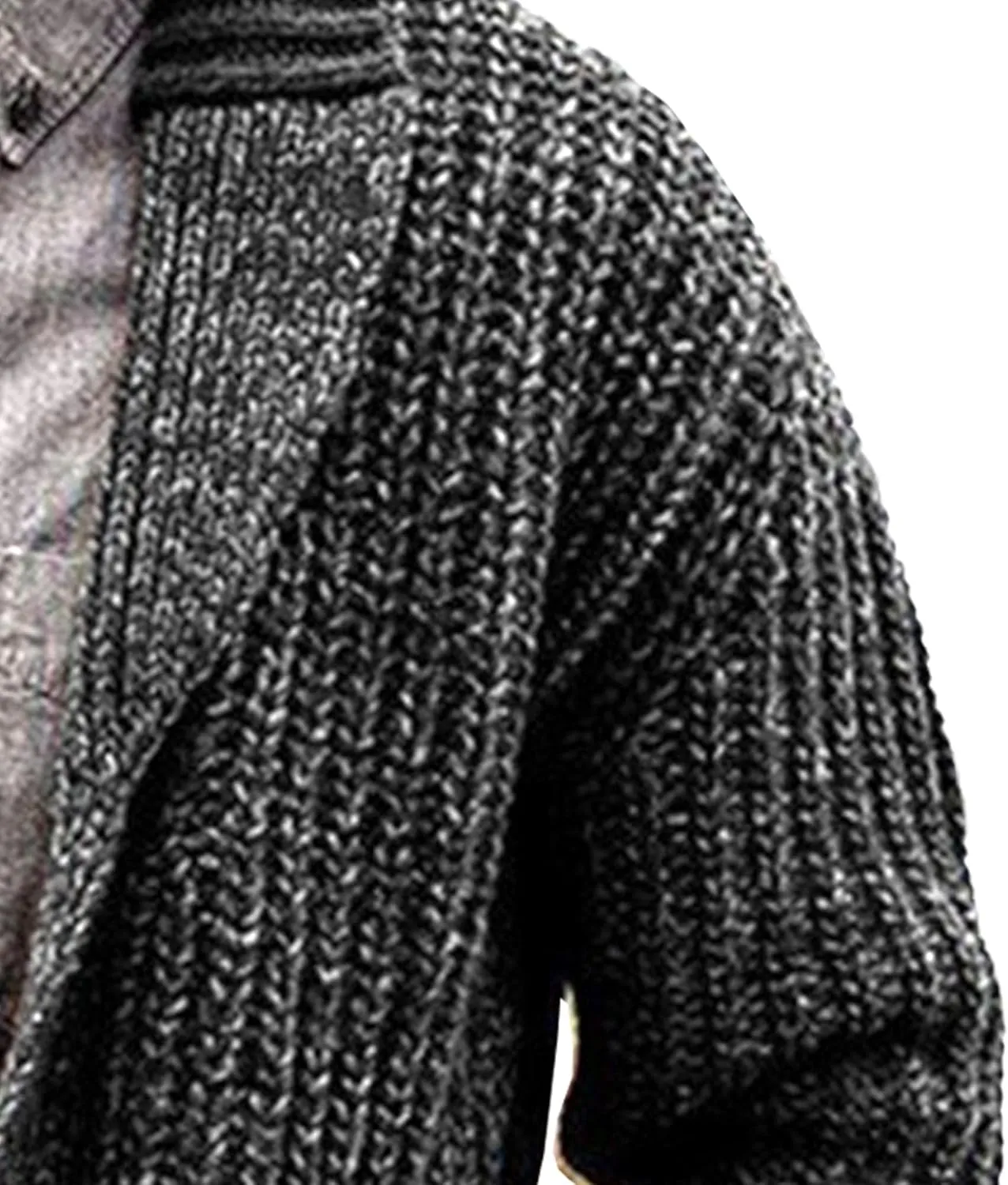 Men's Shawl Collar Cardigan Knit Shawl Collar Pockets Cardigans Slim Fit Cable Knit Button Down Cardigan Sweater