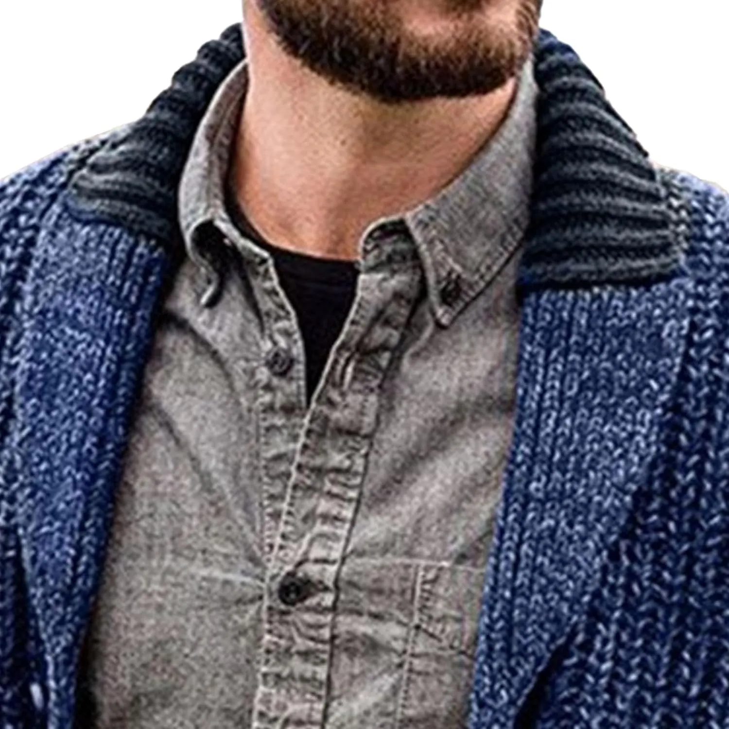 Men's Shawl Collar Cardigan Knit Shawl Collar Pockets Cardigans Slim Fit Cable Knit Button Down Cardigan Sweater