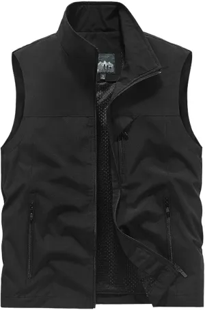 Mens Sleeveless Vest Outerwear Summer Outdoors Safari Vests Travel Photo Work Fishing Cargo Vest Multi-pockets, Large