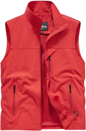 Mens Sleeveless Vest Outerwear Summer Outdoors Safari Vests Travel Photo Work Fishing Cargo Vest Multi-pockets, Large