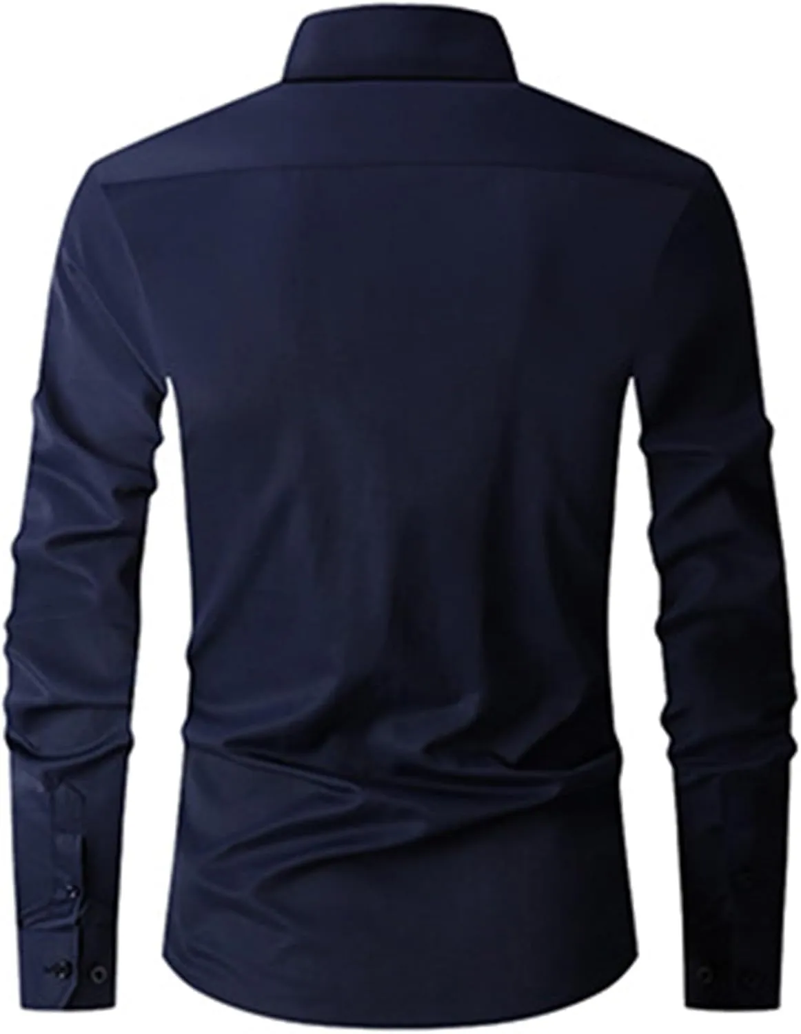 Men's Solid Dress Shirt Long Sleeve Wrinkle Free Button Down Stretch Business Meetings Top Slim Fit Work Casual Shirt