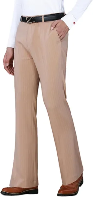Mens Striped Boot Cut Dress Pants Flared Flares Style Tailored Trousers Bell Bottom Casual Vintage Wedding