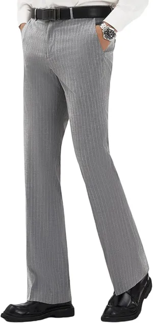 Mens Striped Boot Cut Dress Pants Flared Flares Style Tailored Trousers Bell Bottom Casual Vintage Wedding