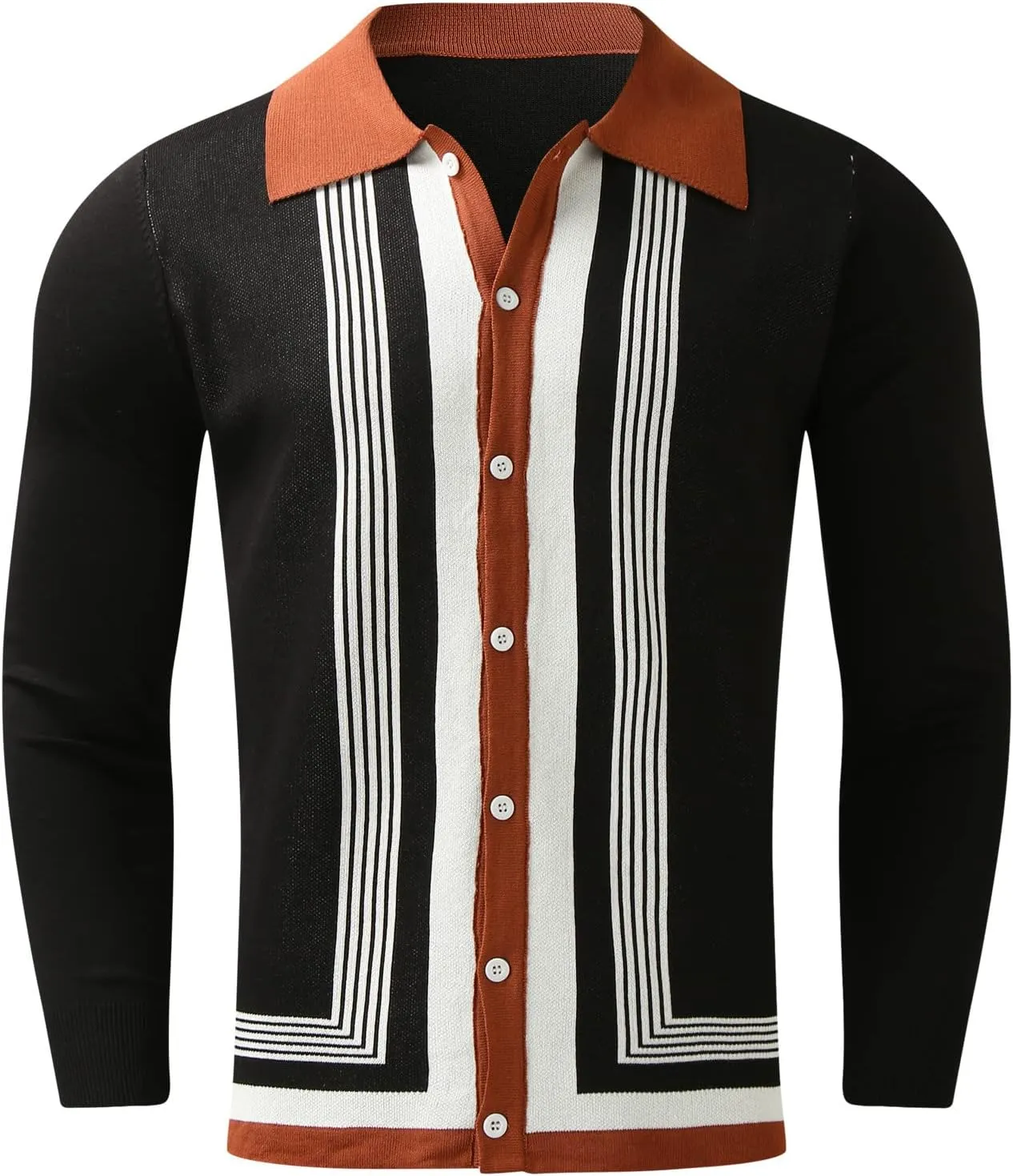 Mens Sweater Jacket Men's Stripped Button Down Sweater Single-Breasted V-Neck Knitted Cardigans Coat