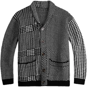 Mens Sweater Jacket Men's Wool Blended Cardigan Sweaters Shawl Neck Button Down Cardigans with Pockets