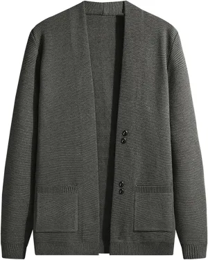 Mens Sweater Jacket Men's Wool Blended Cardigan Sweaters V Neck Button Down Cardigans with Pockets
