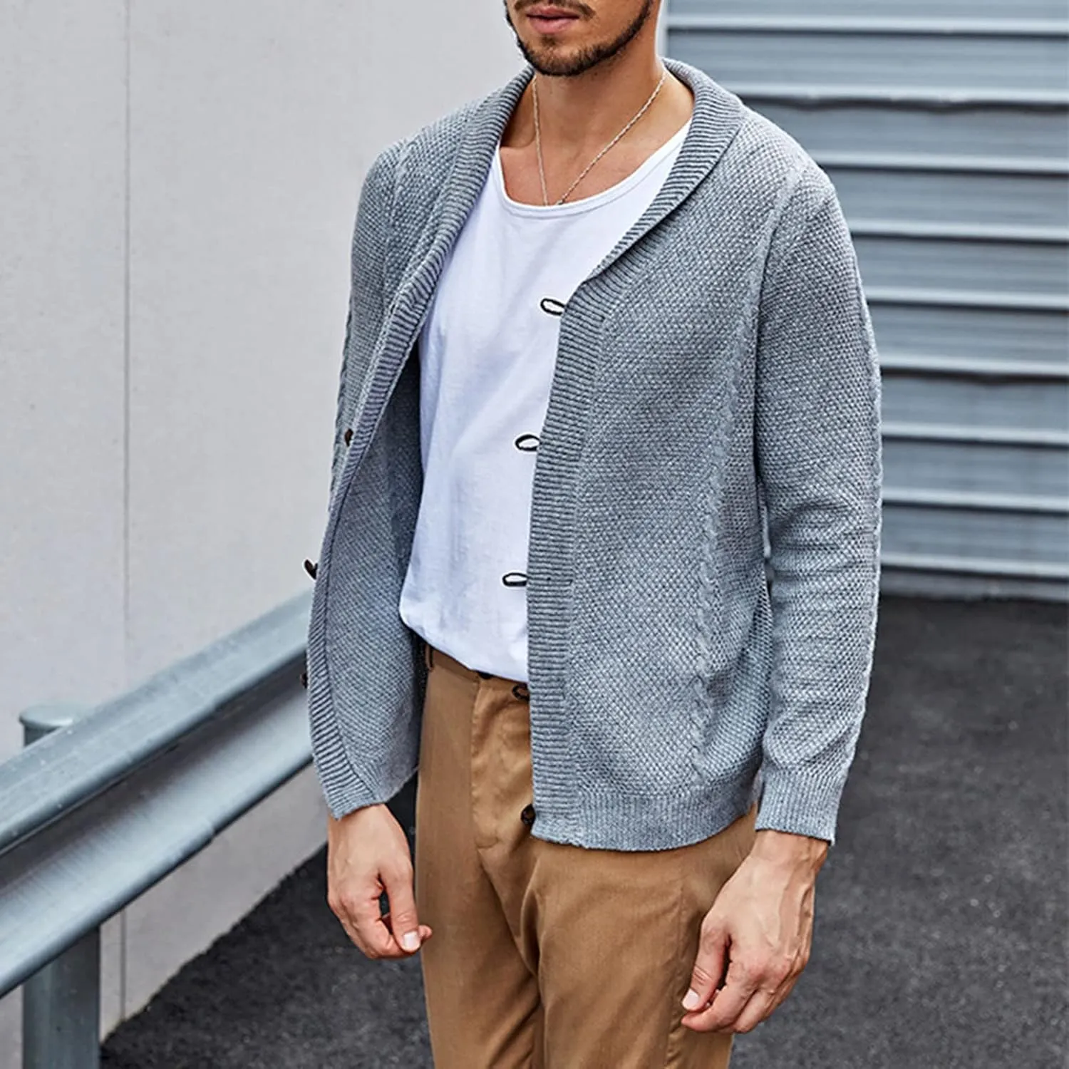 Mens Sweater Men's Lightweight Cardigan Sweater Single-Breasted V-Neck Knitted Cardigans Jacket