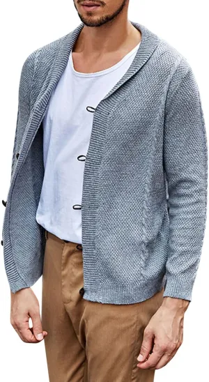 Mens Sweater Men's Lightweight Cardigan Sweater Single-Breasted V-Neck Knitted Cardigans Jacket