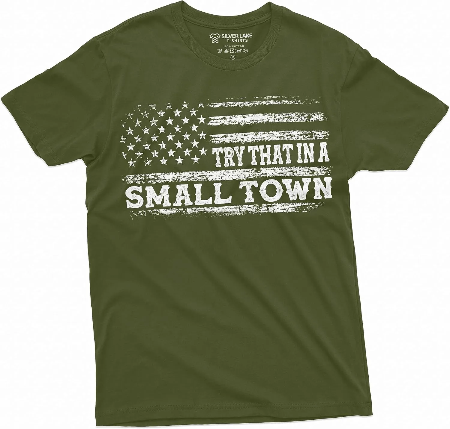 Men's Try That in a Small Town USA Patriotic T-Shirt US Flag Conservative American Shirt
