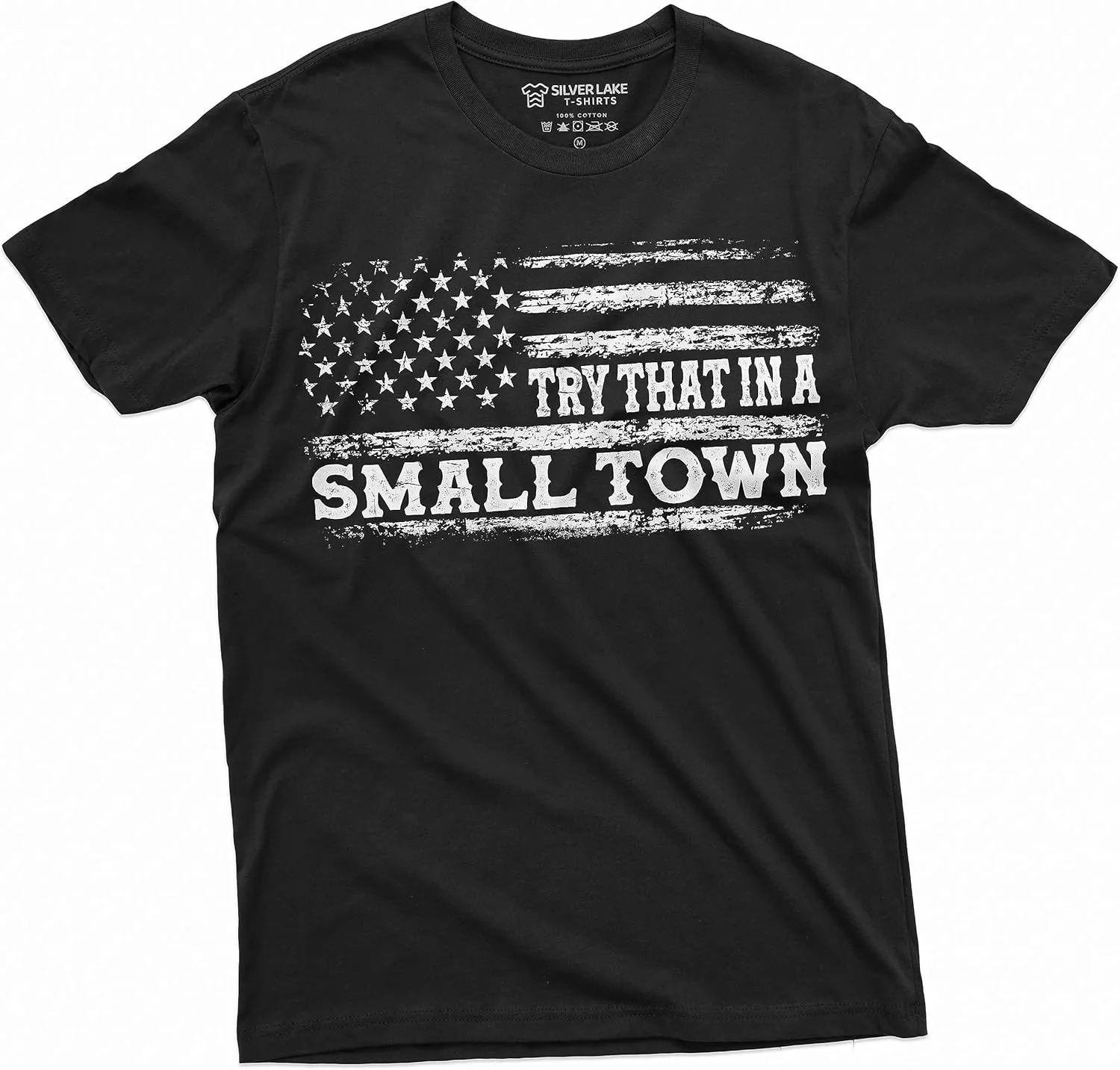 Men's Try That in a Small Town USA Patriotic T-Shirt US Flag Conservative American Shirt