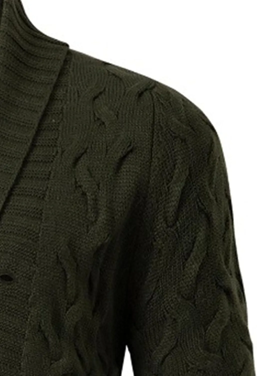 Men's V Collar Cable Knit Cardigan Sweater Button Down Loose Fit Sweater Casual Warm Cardigans