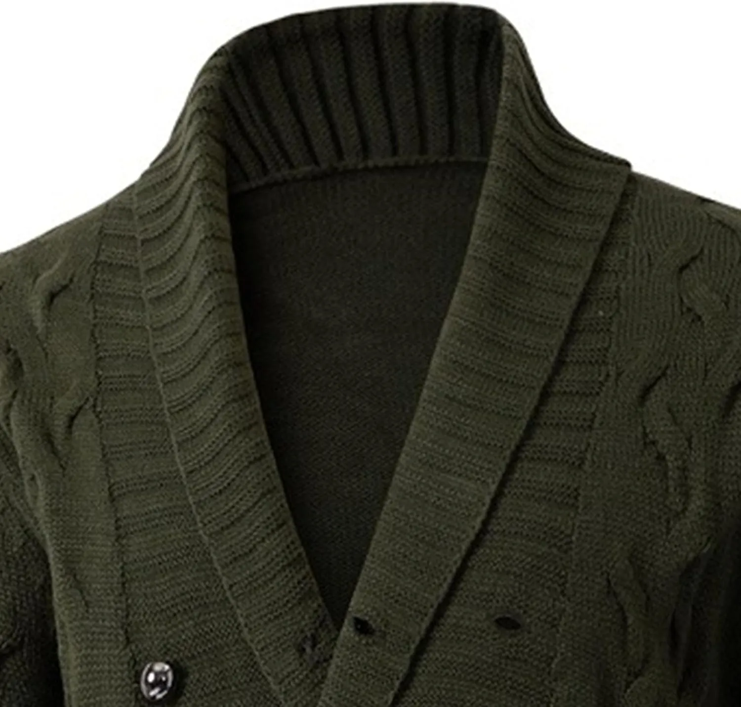 Men's V Collar Cable Knit Cardigan Sweater Button Down Loose Fit Sweater Casual Warm Cardigans