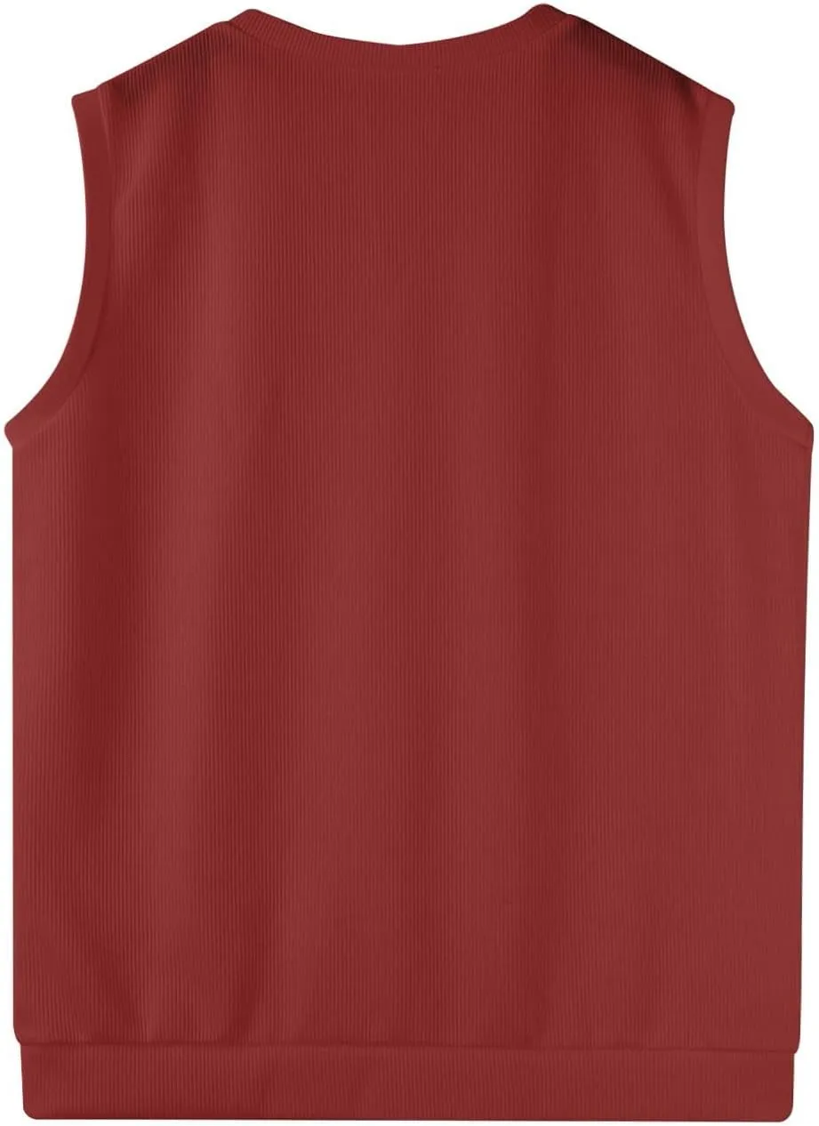 Men's Vest V Neck Knitted Tops 2025 Lightweight Relaxed Fit Sleeveless Pullover Business Work Solid Vest Sweater