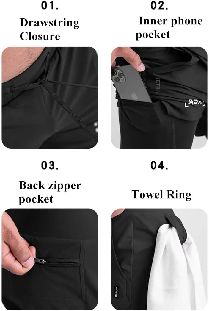 Men's Workout Running Training Shorts Quick Dry Lightweight Basketball Shorts with Pockets