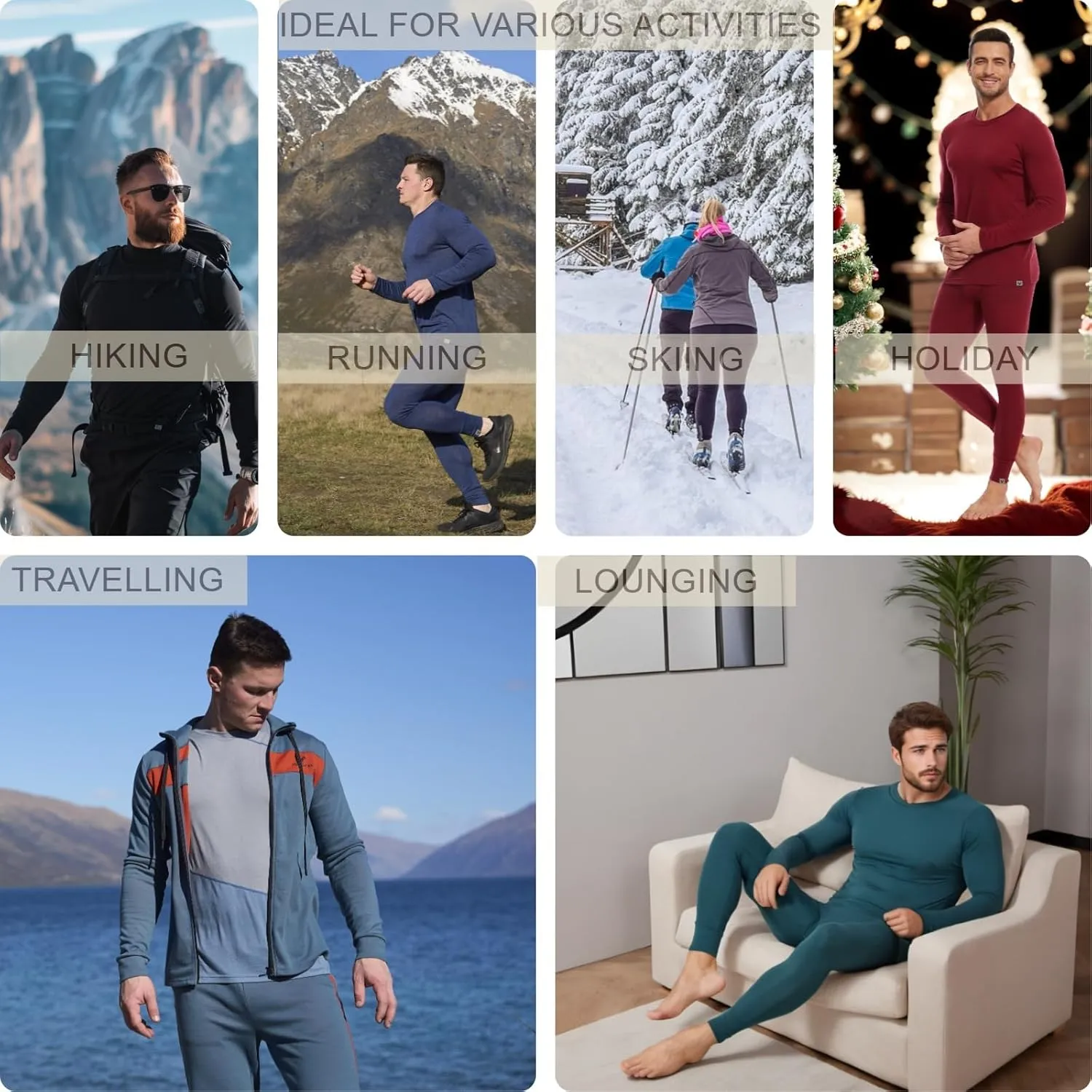 MERINNOVATION Merino Wool Base Layer Mens 100% Merino LS Thermal Shirts for Hiking,Lite, Midweight  Wool Accessory Included