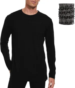 MERINNOVATION Merino Wool Base Layer Mens 100% Merino LS Thermal Shirts for Hiking,Lite, Midweight  Wool Accessory Included