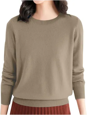 Merino Wool Shirt Women Long Sleeve Crew Neck Travel Hiking Tee Merino Wool Base Layer Sweater Pullover Tops