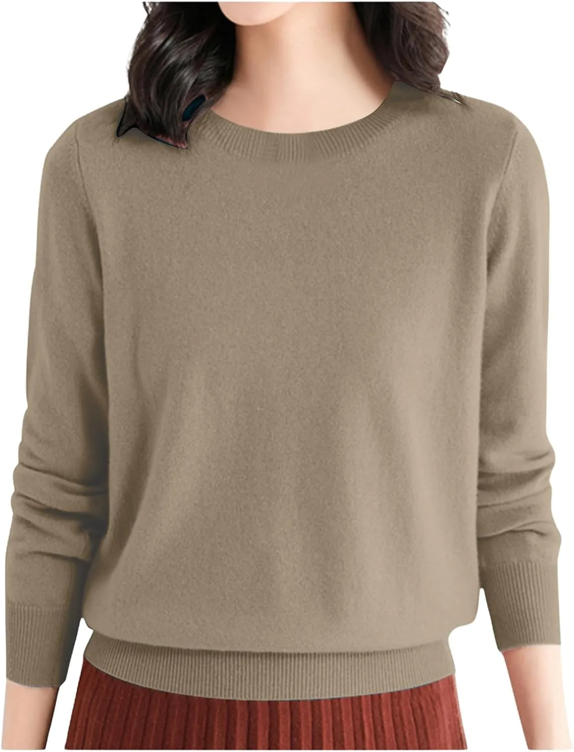 Merino Wool Shirt Women Long Sleeve Crew Neck Travel Hiking Tee Merino Wool Base Layer Sweater Pullover Tops
