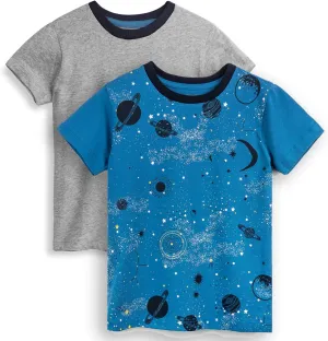 Mightly Boys and Girls' Crewneck Short Sleeve T Shirts | 100% Organic Cotton, Colorful, Soft & Basic Crewneck Tee for Kids