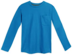 Mightly Boys and Girls' Long Sleeve Pocket Shirt | Organic Cotton, Colorful Casual Stylish Clothes, Crew Neck Tee