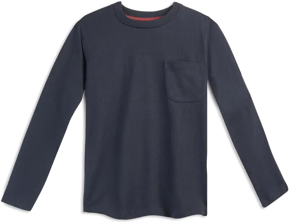 Mightly Boys and Girls' Long Sleeve Pocket Shirt | Organic Cotton, Colorful Casual Stylish Clothes, Crew Neck Tee