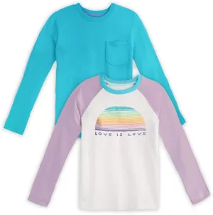 Mightly Boys and Girls' Long Sleeve Raglan Shirt | Organic Cotton, Colorful Casual Stylish Clothes, Soft&Fresh Crew Neck Tee