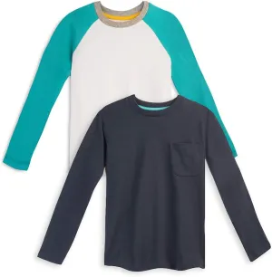 Mightly Boys and Girls' Long Sleeve Raglan Shirt | Organic Cotton, Colorful Casual Stylish Clothes, Soft&Fresh Crew Neck Tee