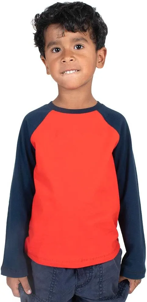 Mightly Boys and Girls' Long Sleeve Raglan Shirt | Organic Cotton, Colorful Casual Stylish Clothes, Soft&Fresh Crew Neck Tee