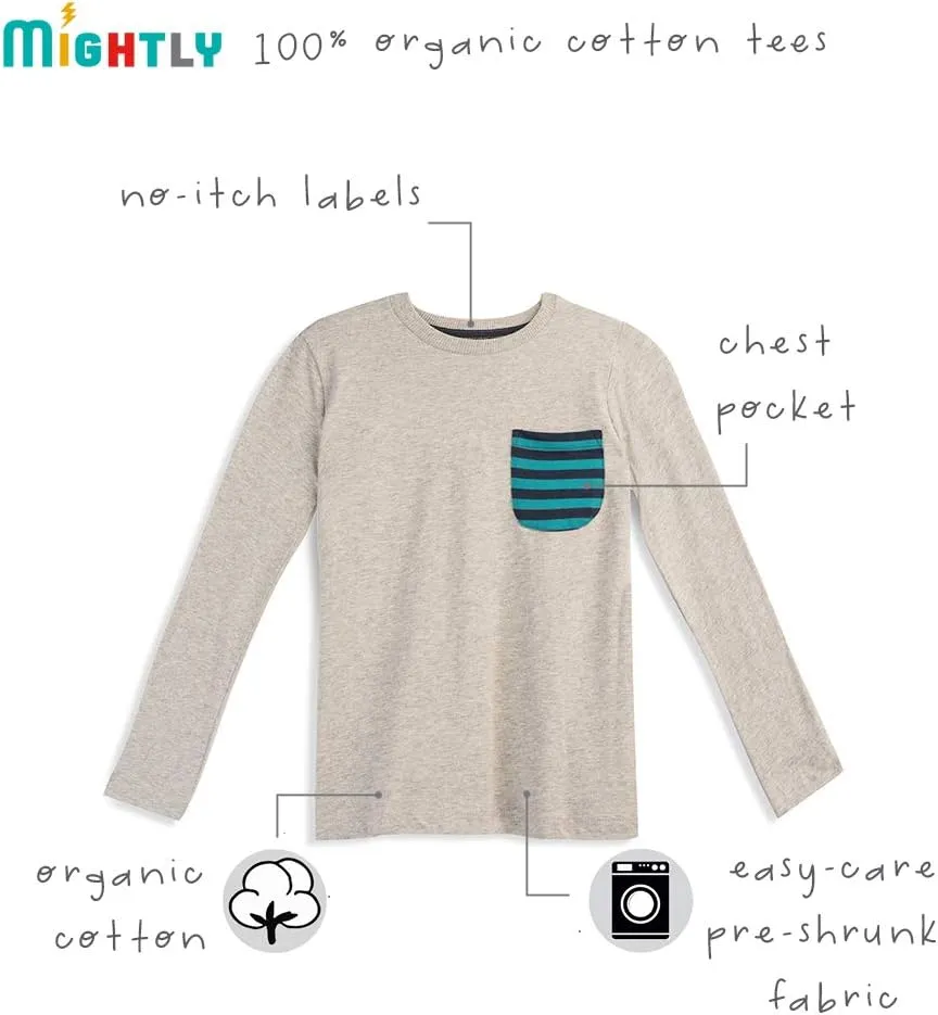 Mightly Boys and Girls' Long Sleeve Raglan Shirt | Organic Cotton, Colorful Casual Stylish Clothes, Soft&Fresh Crew Neck Tee