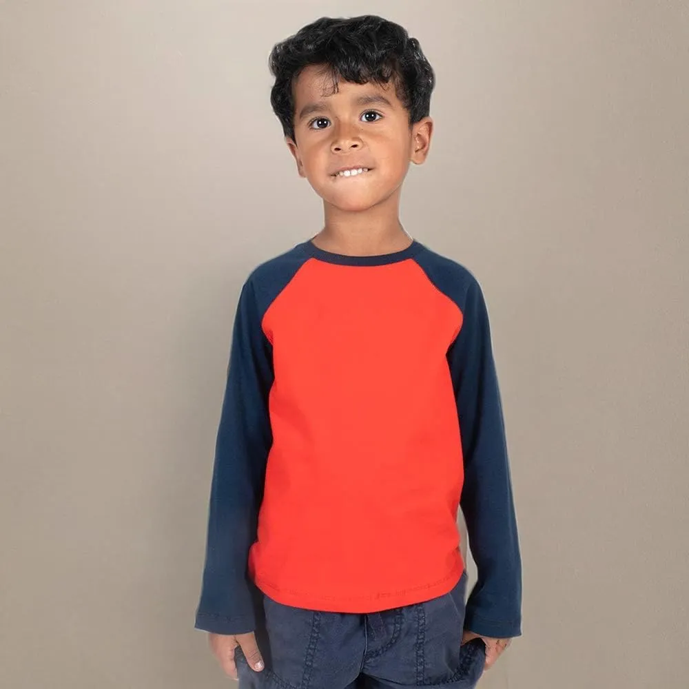 Mightly Boys and Girls' Long Sleeve Raglan Shirt | Organic Cotton, Colorful Casual Stylish Clothes, Soft&Fresh Crew Neck Tee