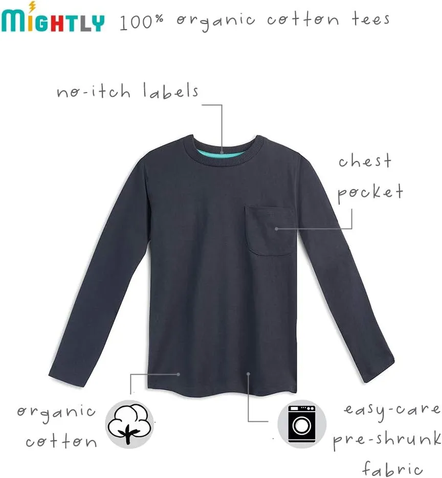 Mightly Boys and Girls' Long Sleeve Raglan Shirt | Organic Cotton, Colorful Casual Stylish Clothes, Soft&Fresh Crew Neck Tee