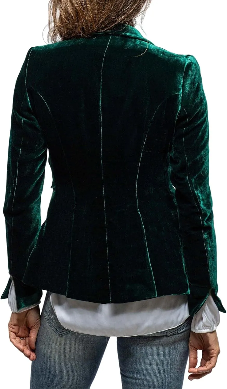 MINTLIMIT Women's Velvet Blazer Long Sleeve Notched Lapel Button Front Tailored Cardigan Suit Jacket Blazer