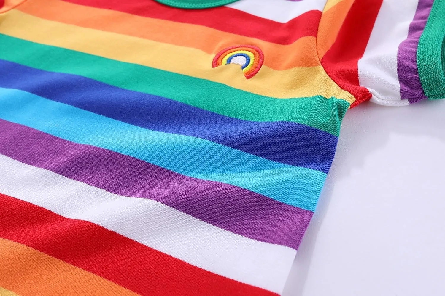 Mud Kingdom Boys Girls T-Shirts Rainbow Stripe Cotton Unisex Top