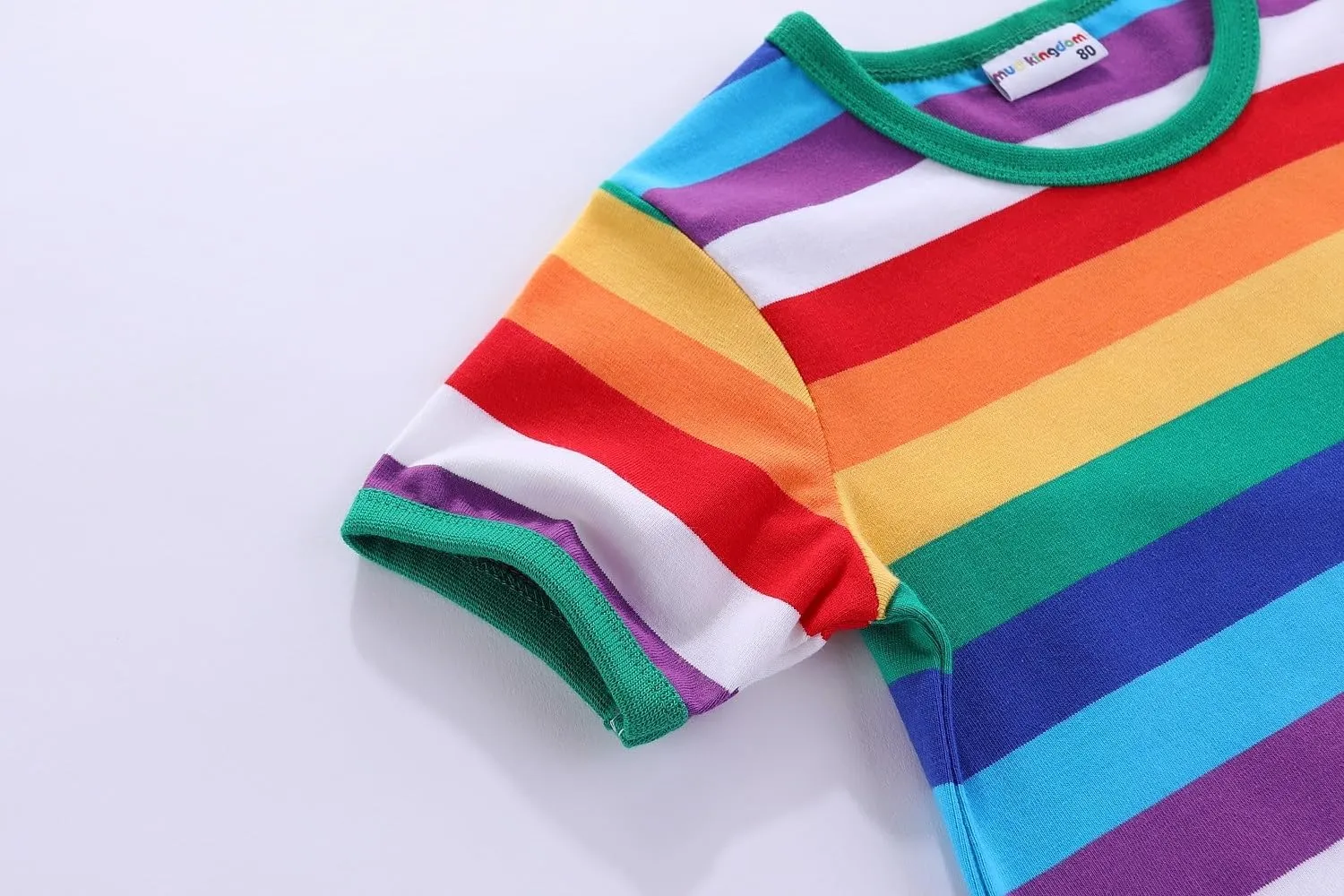 Mud Kingdom Boys Girls T-Shirts Rainbow Stripe Cotton Unisex Top