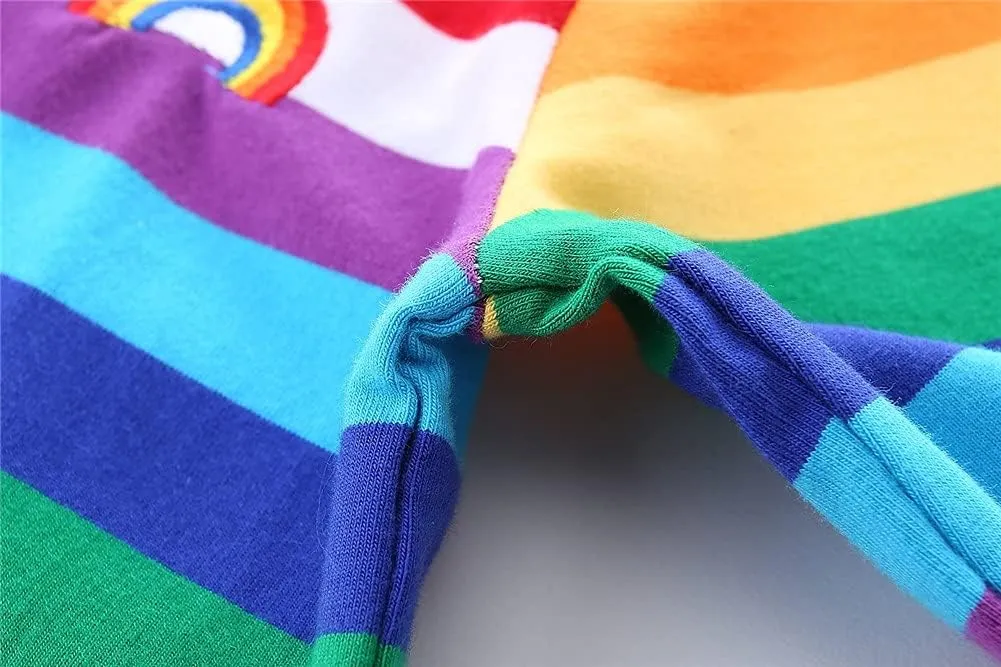 Mud Kingdom Boys Girls T-Shirts Rainbow Stripe Cotton Unisex Top