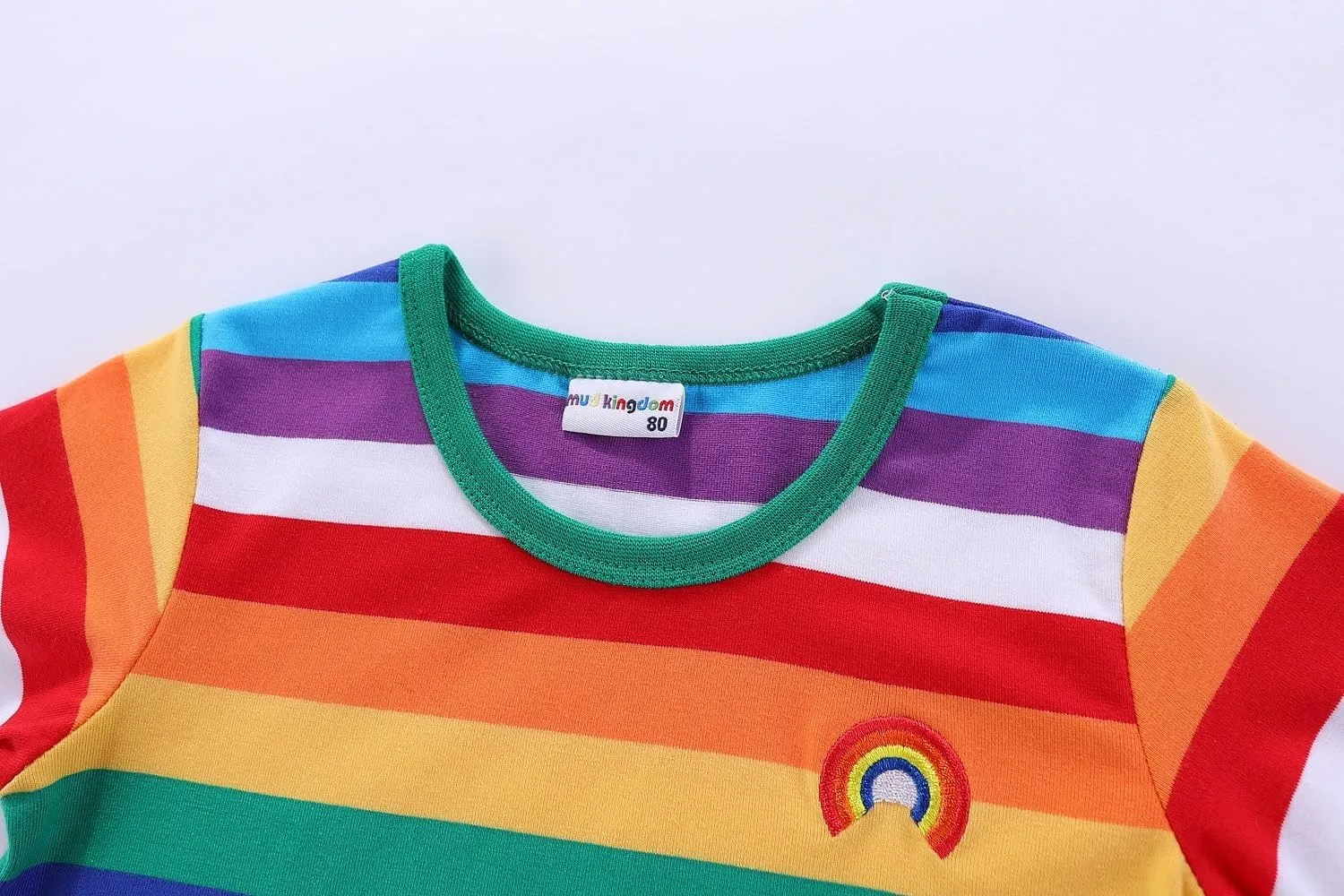 Mud Kingdom Boys Girls T-Shirts Rainbow Stripe Cotton Unisex Top
