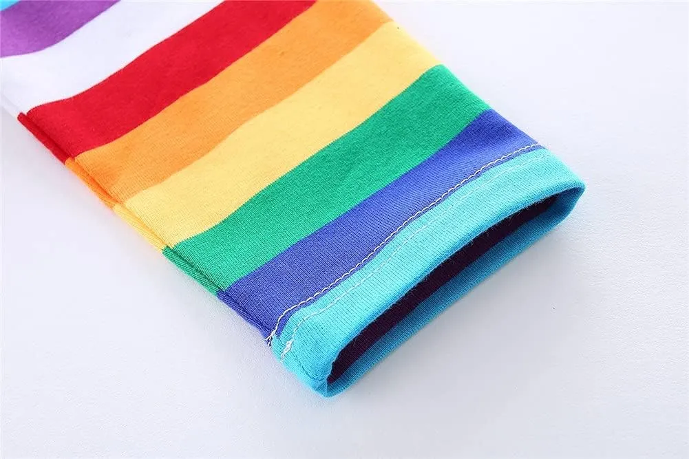 Mud Kingdom Boys Girls T-Shirts Rainbow Stripe Cotton Unisex Top