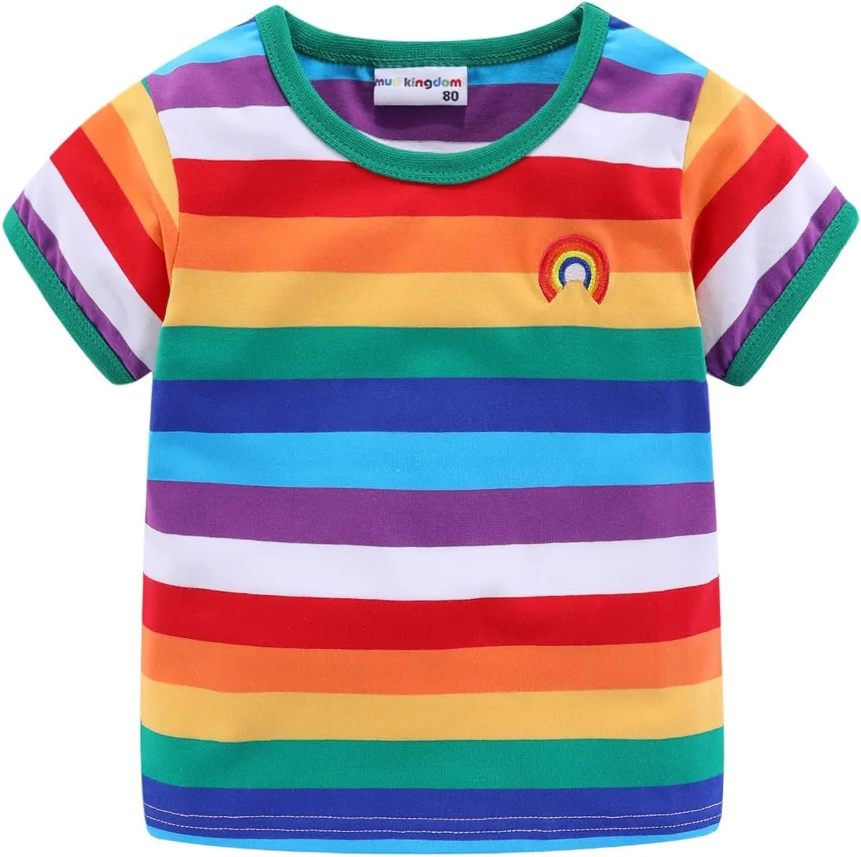 Mud Kingdom Boys Girls T-Shirts Rainbow Stripe Cotton Unisex Top