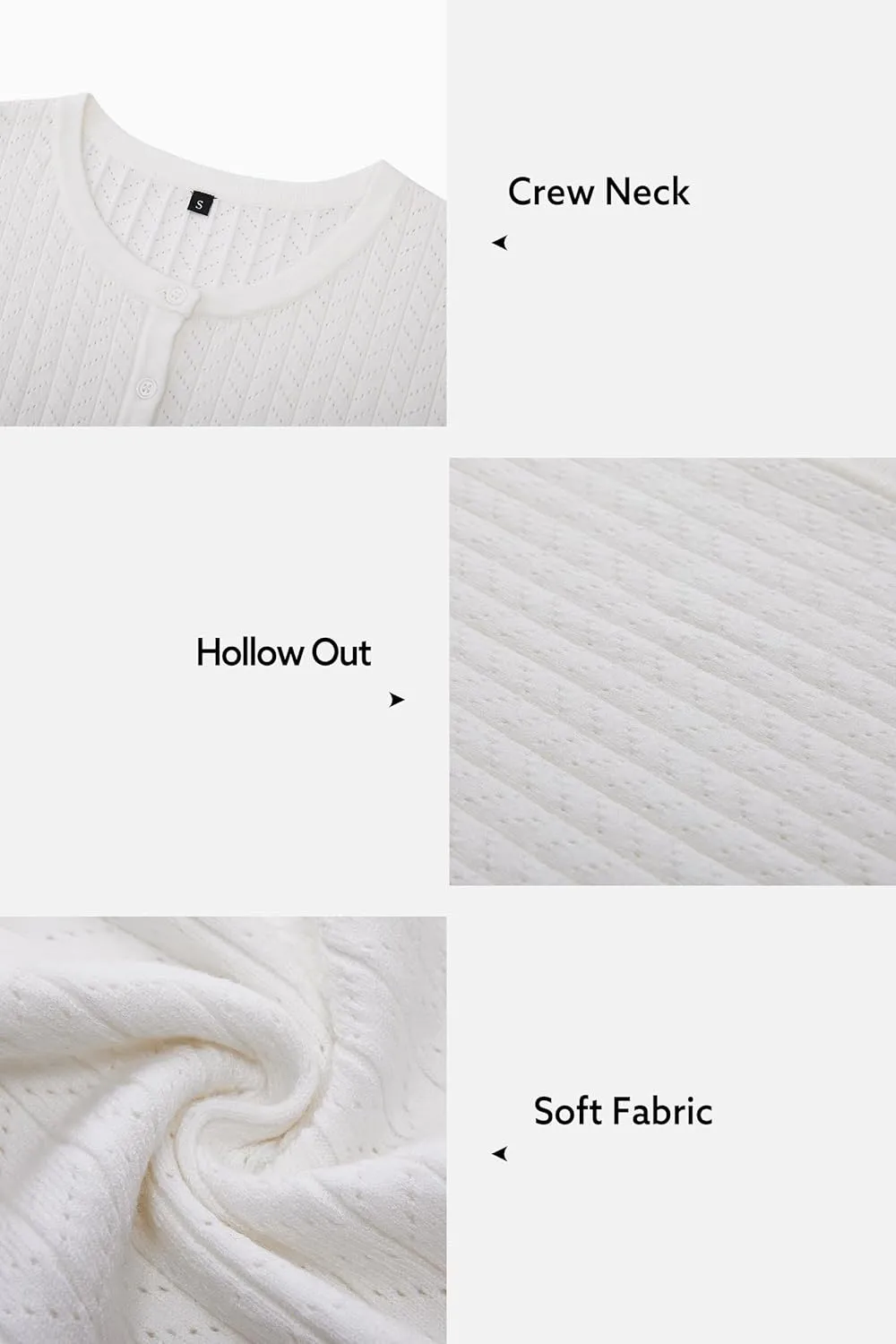 Newshows Womens Cropped Cardigan Sweaters 2025 Summer Lightweight Short Sleeve Bolero Shrug Hollow Out Button Down Tops