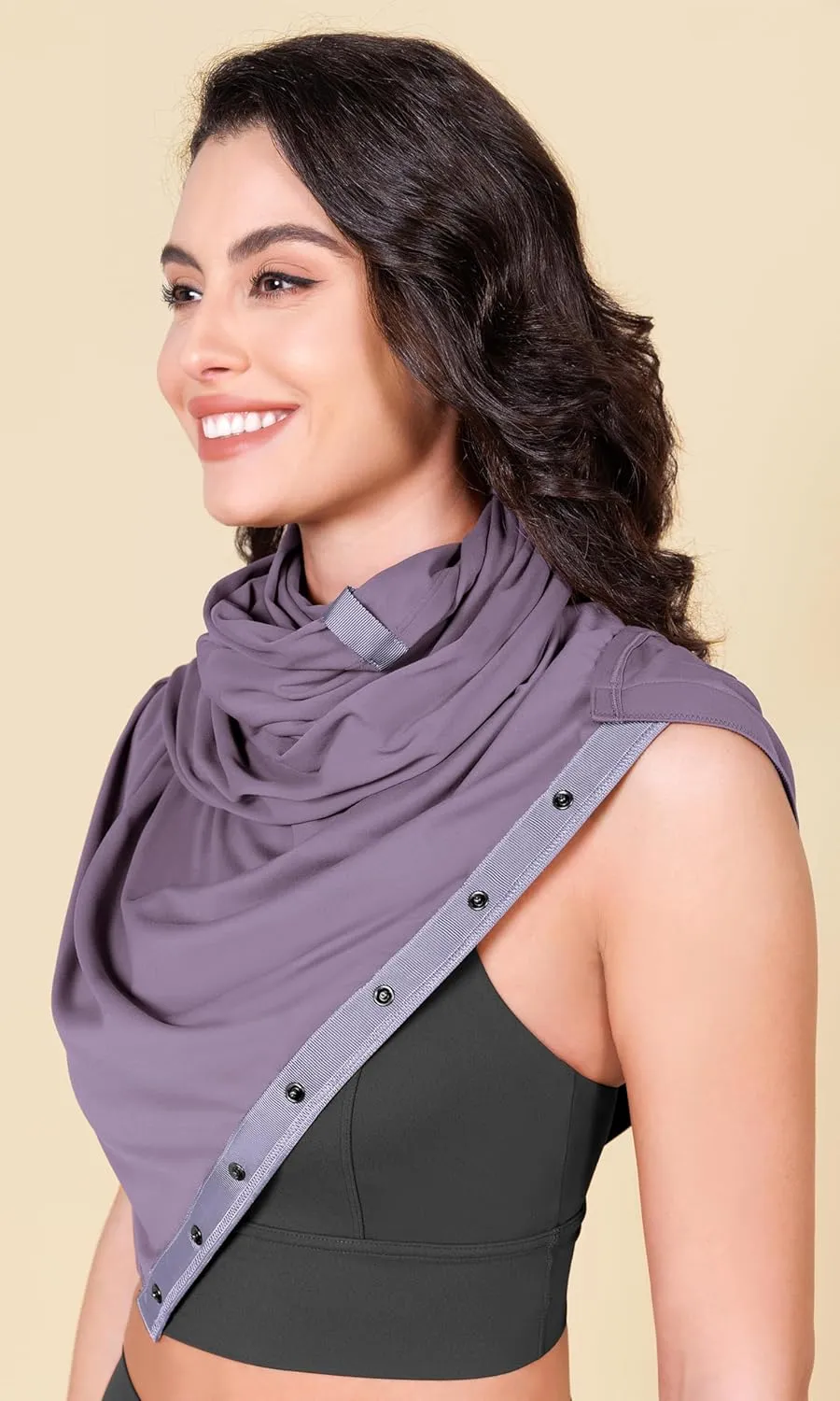 ODODOS Cloud Feeling Customizable Snap Scarf for Women, Casual Convertible Wrap Shawl Cape Cardigans