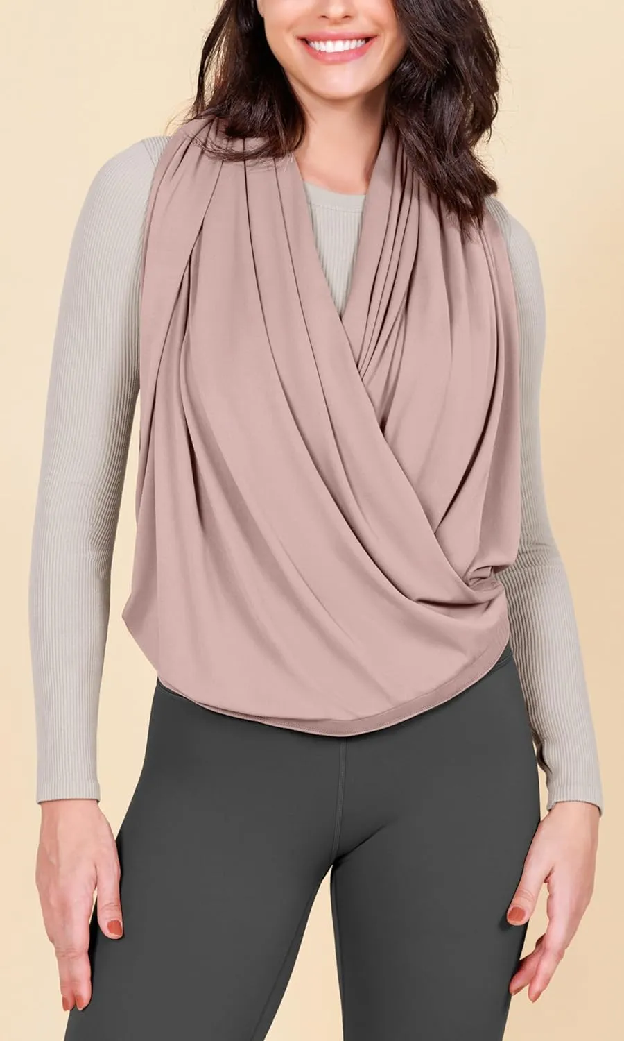 ODODOS Cloud Feeling Customizable Snap Scarf for Women, Casual Convertible Wrap Shawl Cape Cardigans