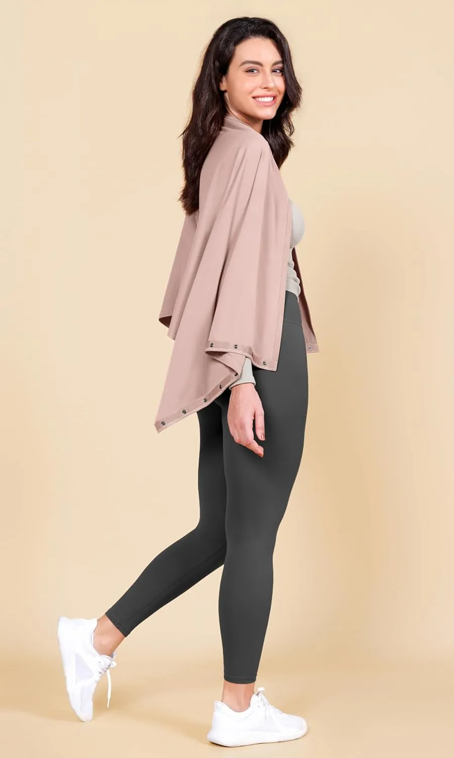 ODODOS Cloud Feeling Customizable Snap Scarf for Women, Casual Convertible Wrap Shawl Cape Cardigans